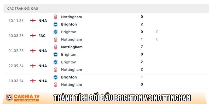 Nhận định Brighton vs Nottingham, 21h00 ngày 01/03 - Ngoại hạng Anh 3 thanh tich doi dau brighton vs nottingham