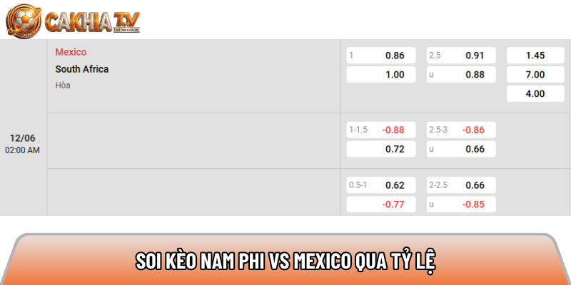 Soi kèo Mexico vs Nam Phi qua tỷ lệ 